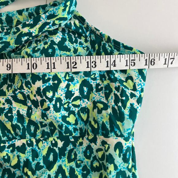 Serra One Piece Green Leopard Print Keyhole Swimsuit Large - Picture 8 of 9